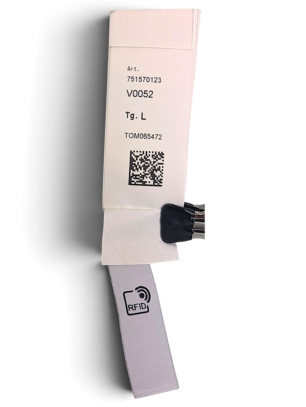 Stone Island down coat product identification and RFID label