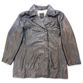 Colebrook & Co. Black Genuine Leather Double-Breasted Car Coat – Size Unmarked – front view.