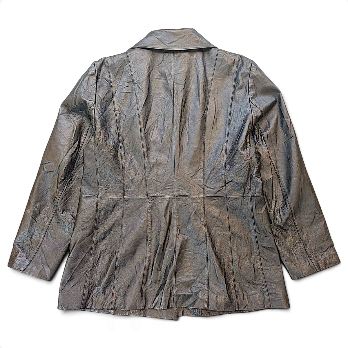 Worthington Black Genuine Leather Blazer with Red Lining – XL – back view.