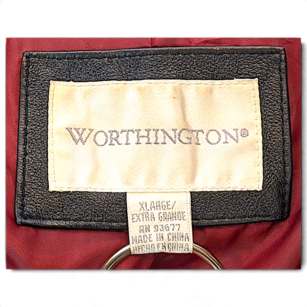 Worthington Black Genuine Leather Blazer with Red Lining – XL – detail view 4.