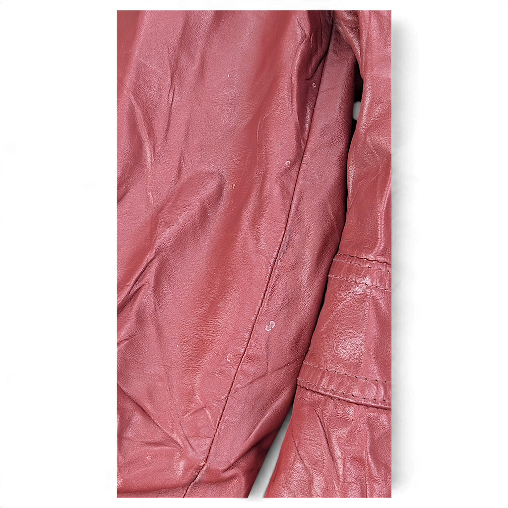 Vintage Red Genuine Leather Jacket Made in Uruguay – 14 – sleeve marks.