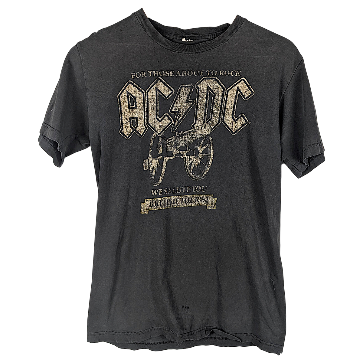 AC/DC For Those About to Rock Distressed Charcoal T-Shirt – front view