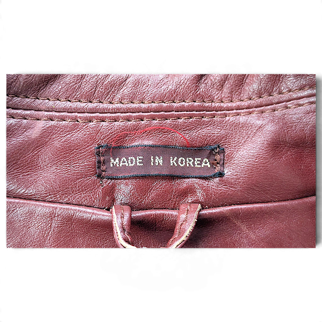 Unbranded Burgundy Leather-Look Belted Trench Coat Made in Korea – Size Unmarked – detail view 6.
