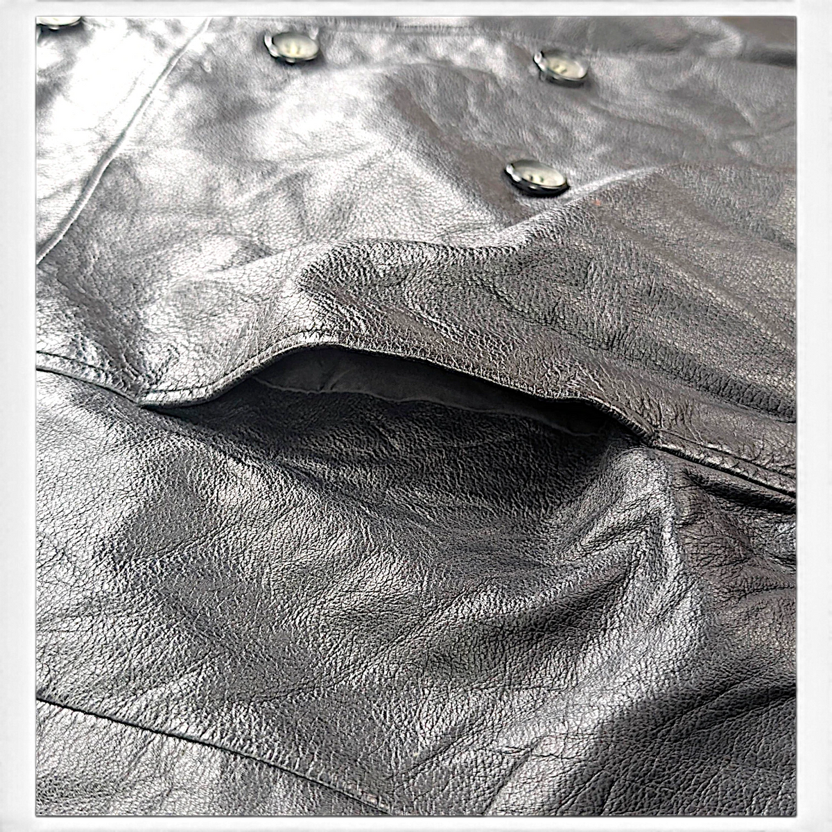 Colebrook & Co. Black Genuine Leather Double-Breasted Car Coat – Size Unmarked – detail view 4.