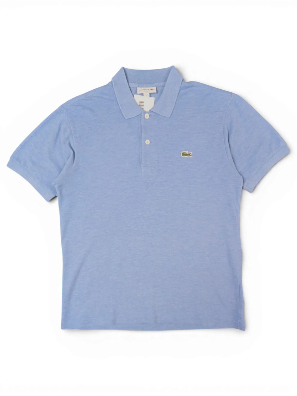 Front view of Lacoste Light Blue Polo Shirt in light blue with embroidered Lacoste crocodile logo