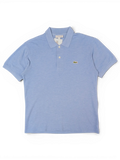 Front view of Lacoste Light Blue Polo Shirt in light blue with embroidered Lacoste crocodile logo