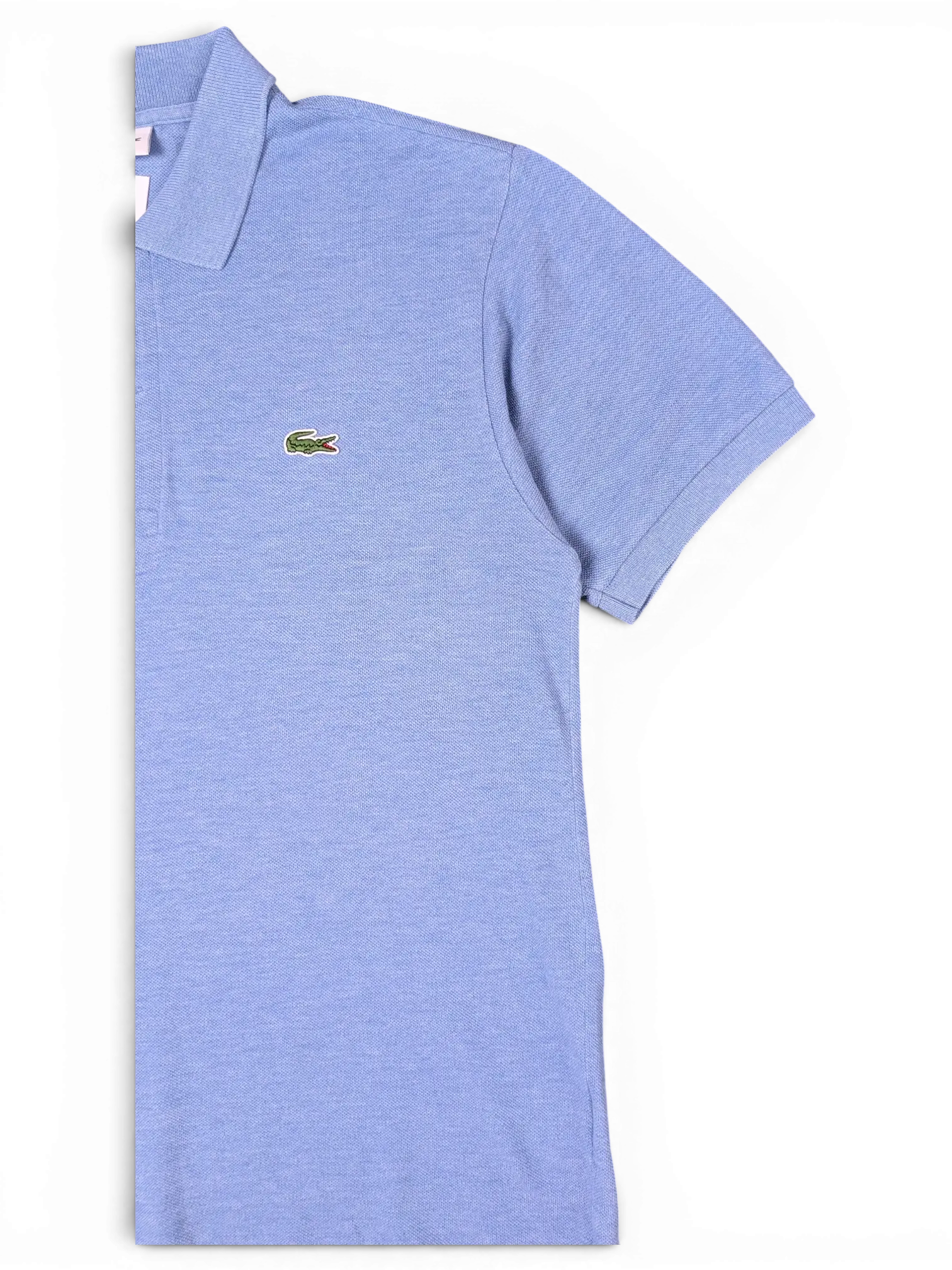 Full view of Lacoste Light Blue Polo Shirt with polo collar and button placket