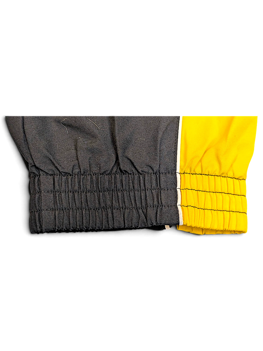 JAKE & IPI adidas grey and yellow track pants featuring elasticated cuffs with contrast panel detailing