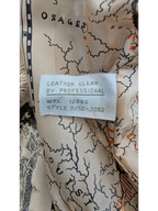 JAKE & IPI American Weekend leather jacket lining with map print. Professional leather clean tag.