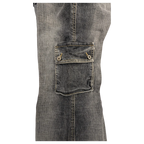 JAKE & IPI Davis Model cargo jeans in faded black denim with button-flap pockets and contrast stitching. W31 L32.