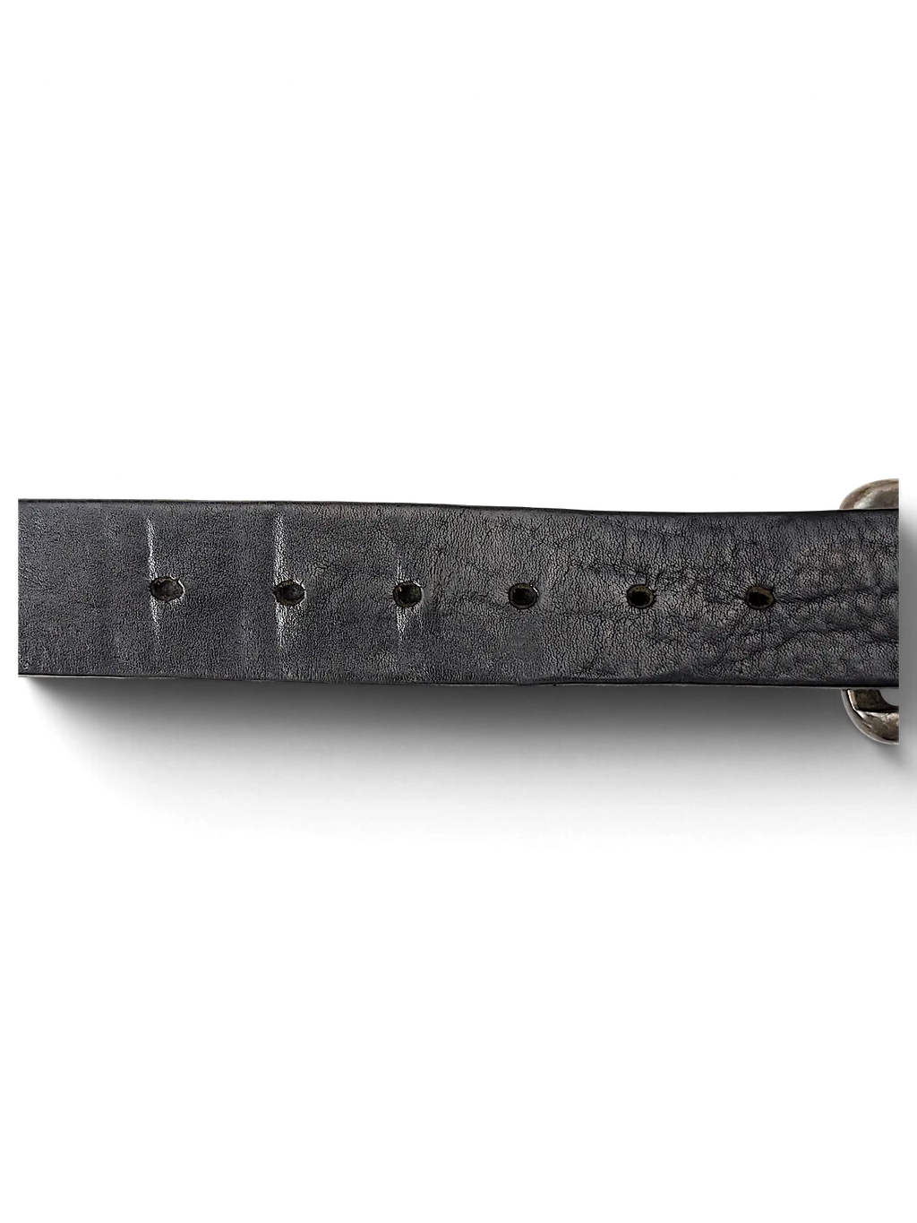 JAKE & IPI black leather belt featuring a textured grain and metal buckle detail