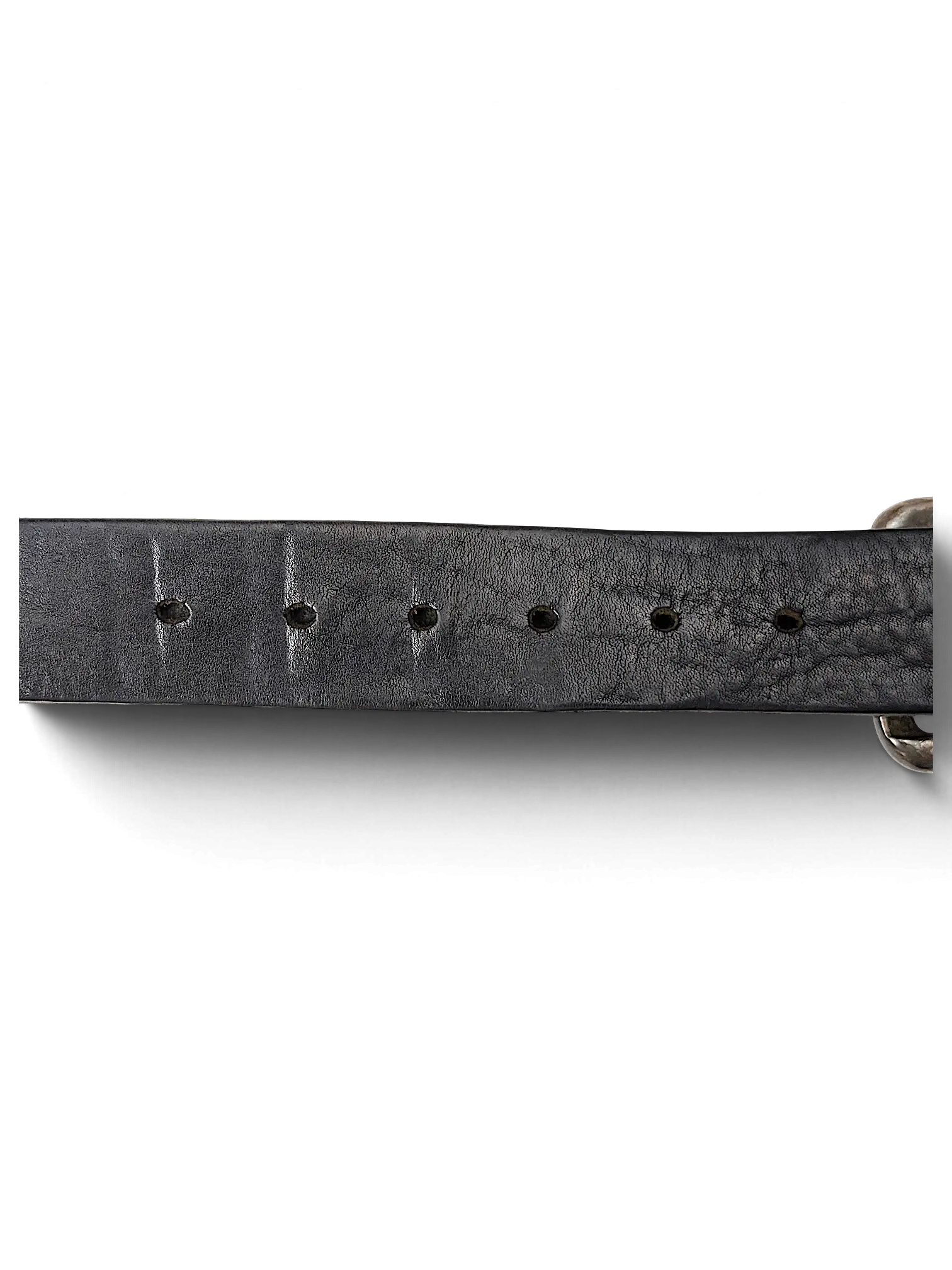 JAKE & IPI black leather belt featuring a textured grain and metal buckle detail