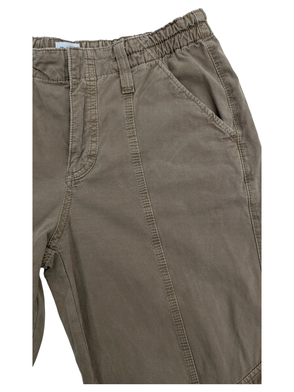 JAKE & IPI brown cotton cargo pants with elastic waistband and front pockets. Y2K style.