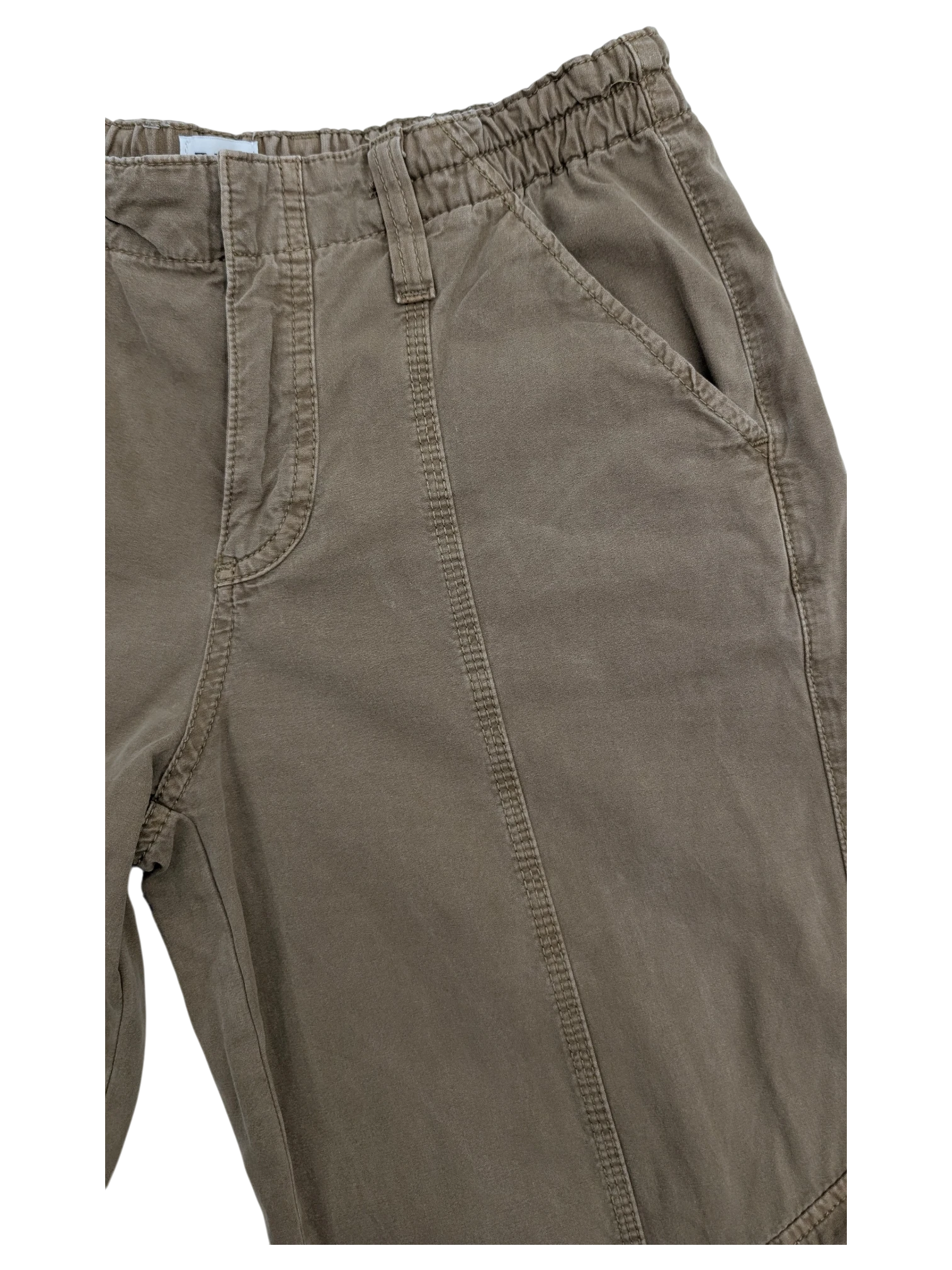 JAKE & IPI brown cotton cargo pants with elastic waistband and front pockets. Y2K style.