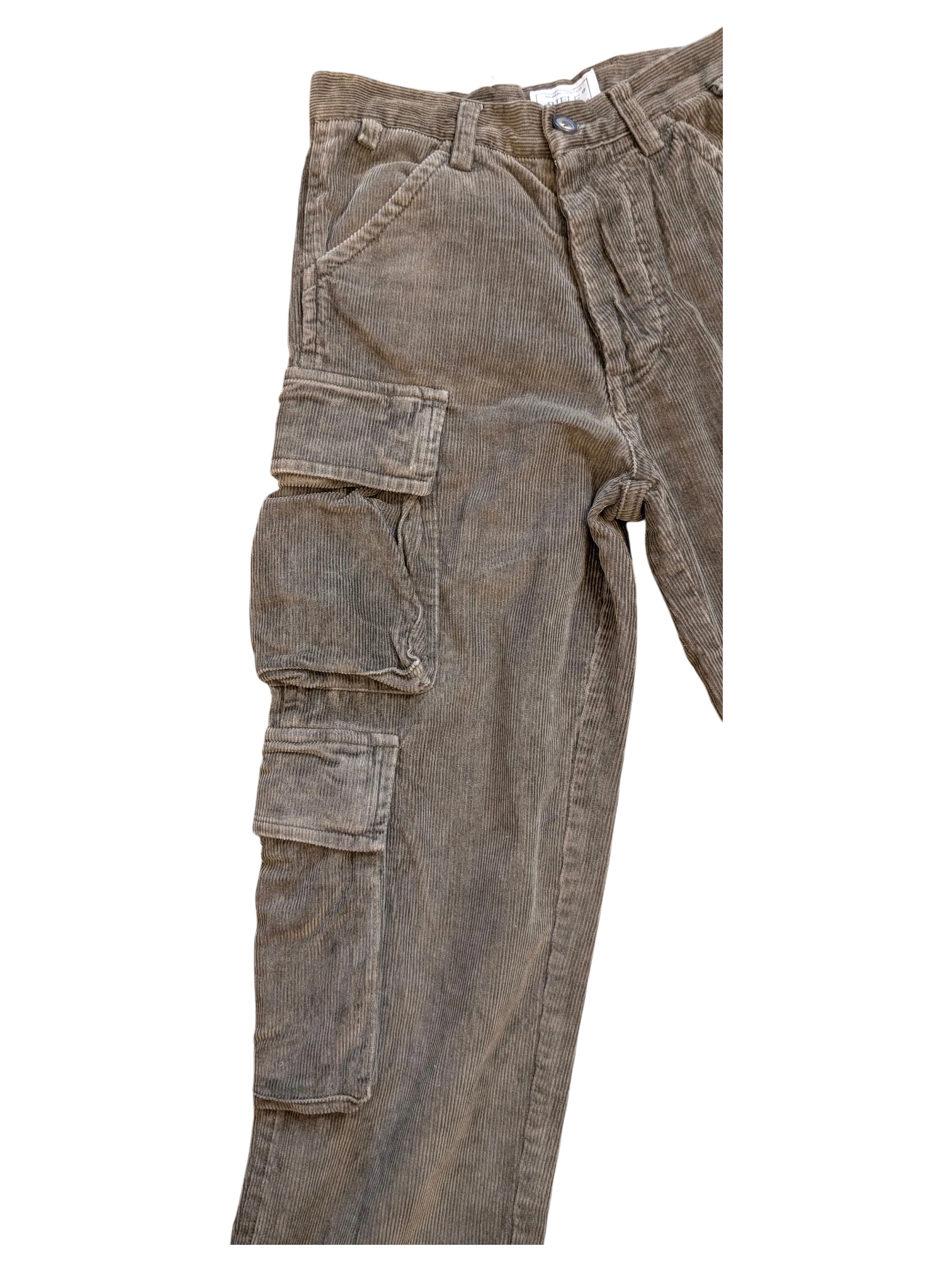 JAKE & IPI brown corduroy cargo pants with multiple pockets and a relaxed fit.