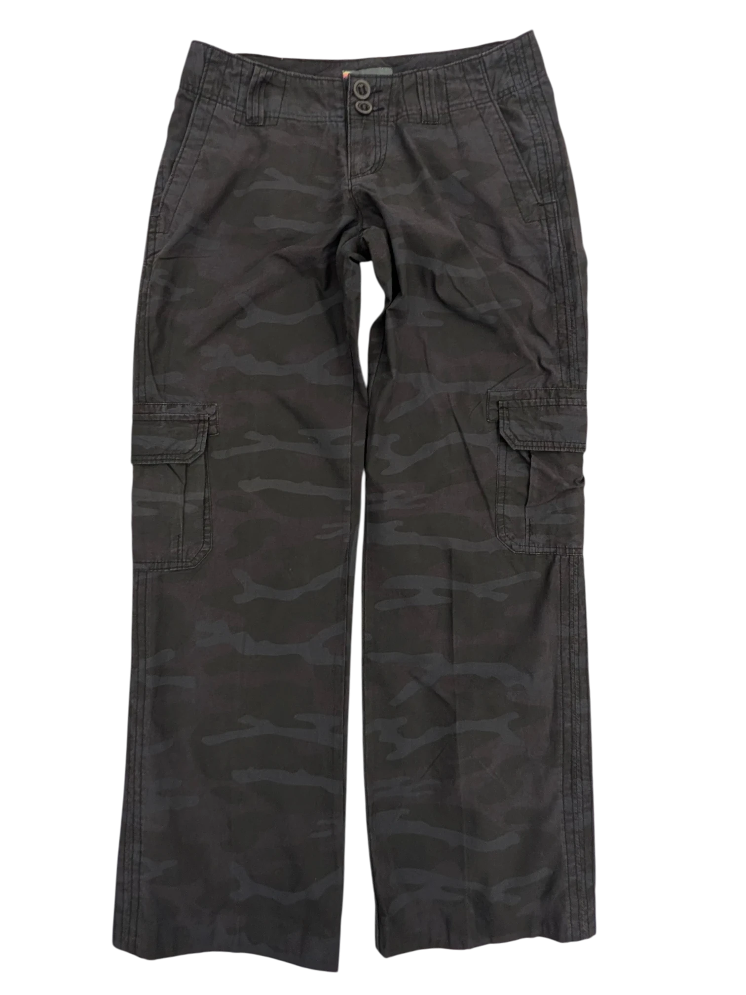 JAKE & IPI Jay Jays camo cargo pants in dark grey and black. Cotton blend with multiple pockets and button fly.
