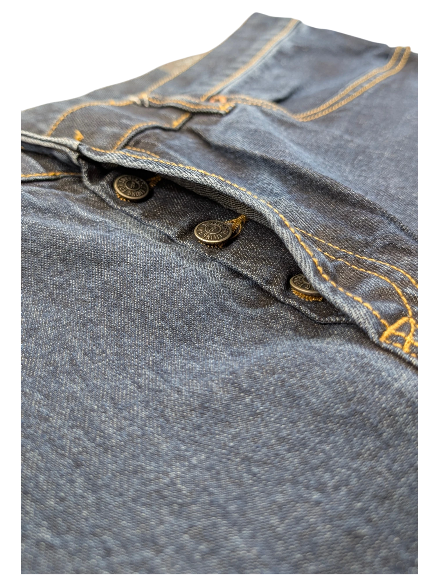 JAKE & IPI dark wash denim jeans with button fly and contrast stitching. Size W38 L32.