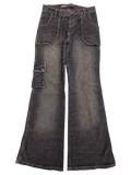 JAKE & IPI dark wash denim flare jeans with cargo pocket, size W31 L32