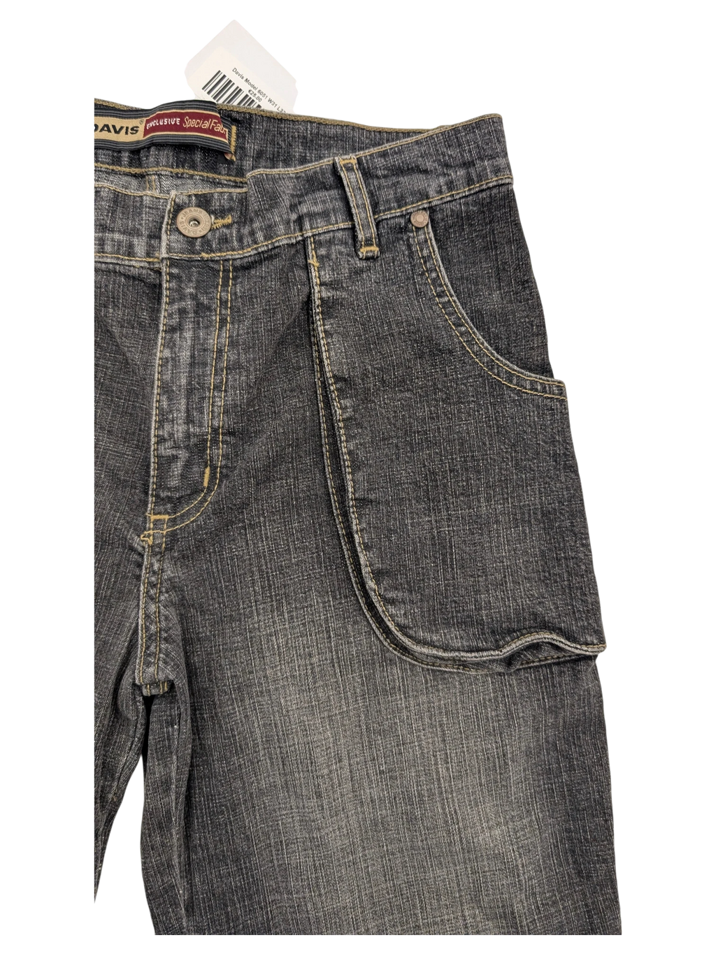 JAKE & IPI Davis Model 6051 dark wash denim jeans with unique pocket design, size W31 L32.