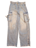 JAKE & IPI light wash denim cargo pants with multiple pockets and a relaxed fit.