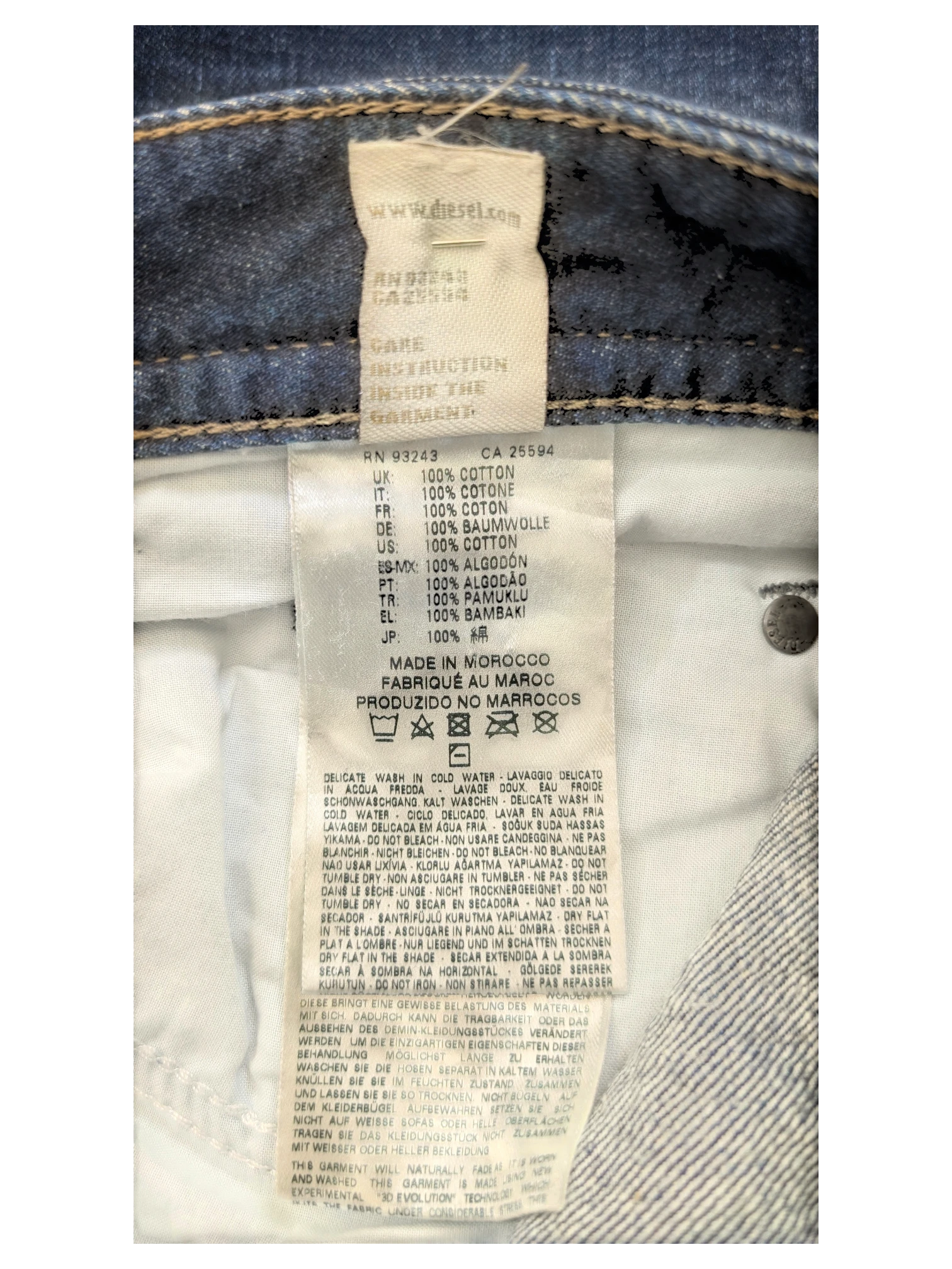 JAKE & IPI Diesel Buster jeans, blue denim, 100% cotton, W32 L30, made in Morocco.
