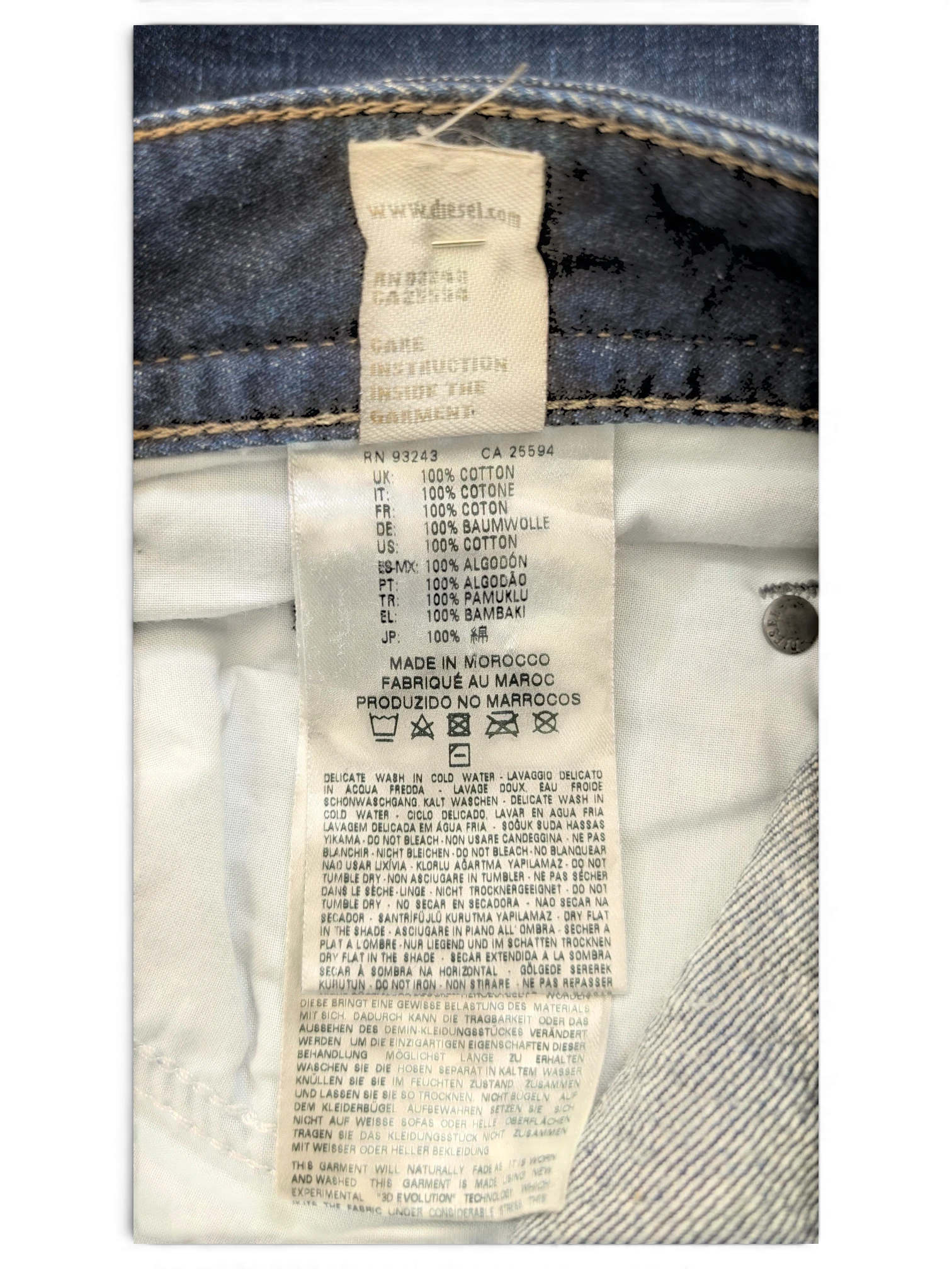 JAKE & IPI Diesel Buster jeans, blue denim, 100% cotton, W32 L30, made in Morocco.