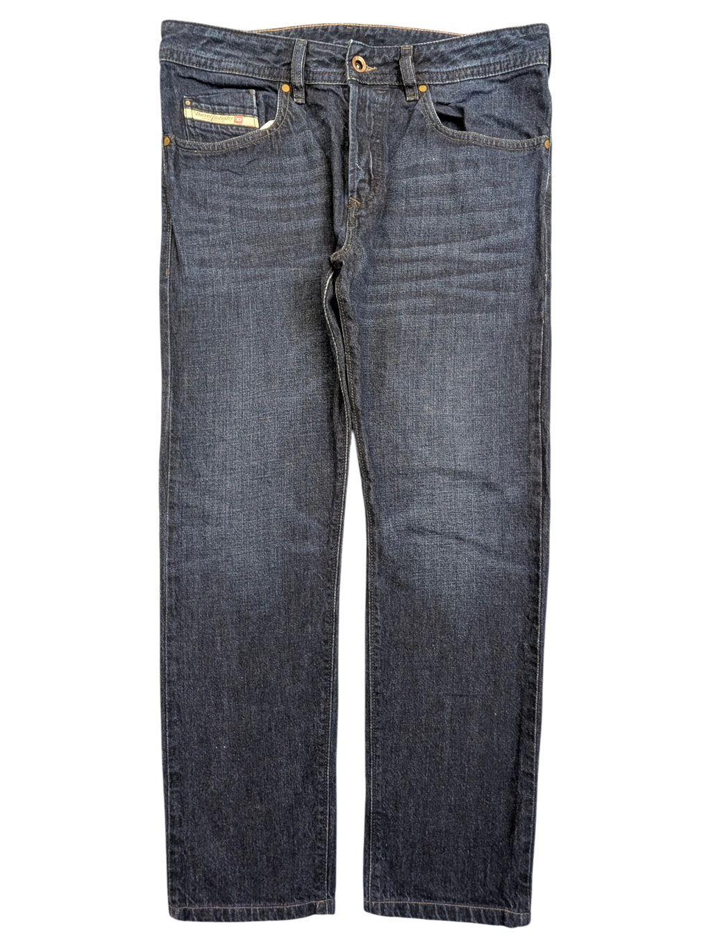 JAKE & IPI dark wash denim jeans, Buster fit, W32 L30, with classic five-pocket styling and a small Diesel logo tab.