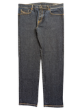 JAKE & IPI Diesel D-Fining dark wash denim jeans, W38 L32, with orange stitching and metal button closure.