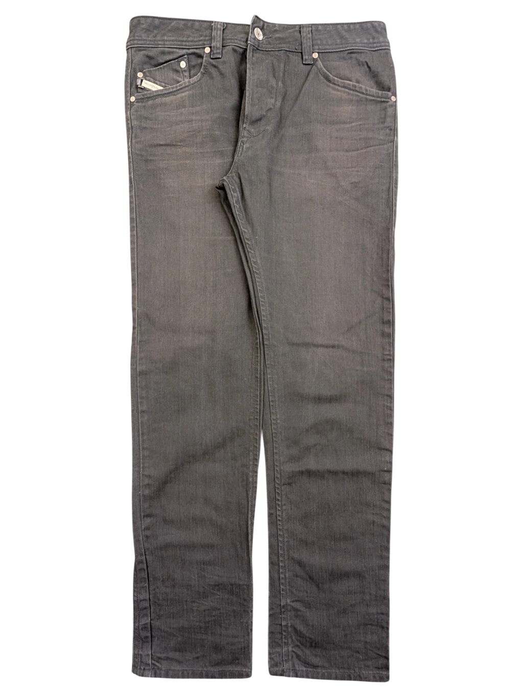 JAKE & IPI Diesel Darron men's grey denim jeans, size W32 L32, with classic five-pocket styling and metal logo detail.