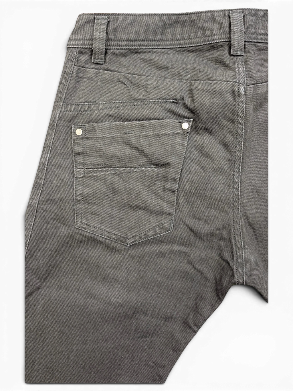 JAKE & IPI Diesel Darron grey denim jeans with two back pockets and silver stud details.