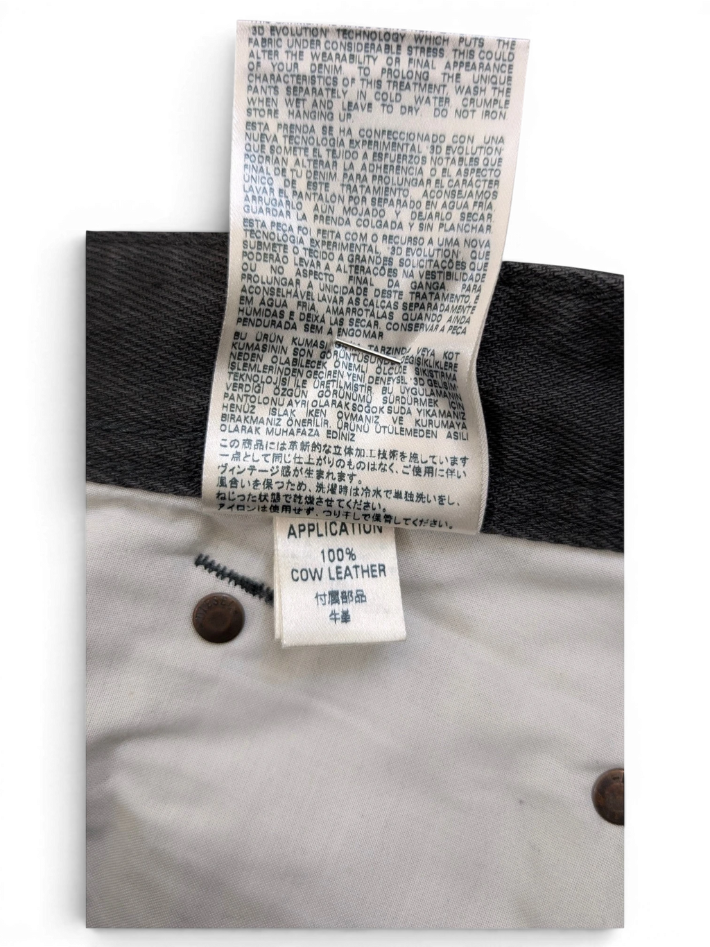 JAKE & IPI Diesel Darron jeans with 100% cow leather application detail.
