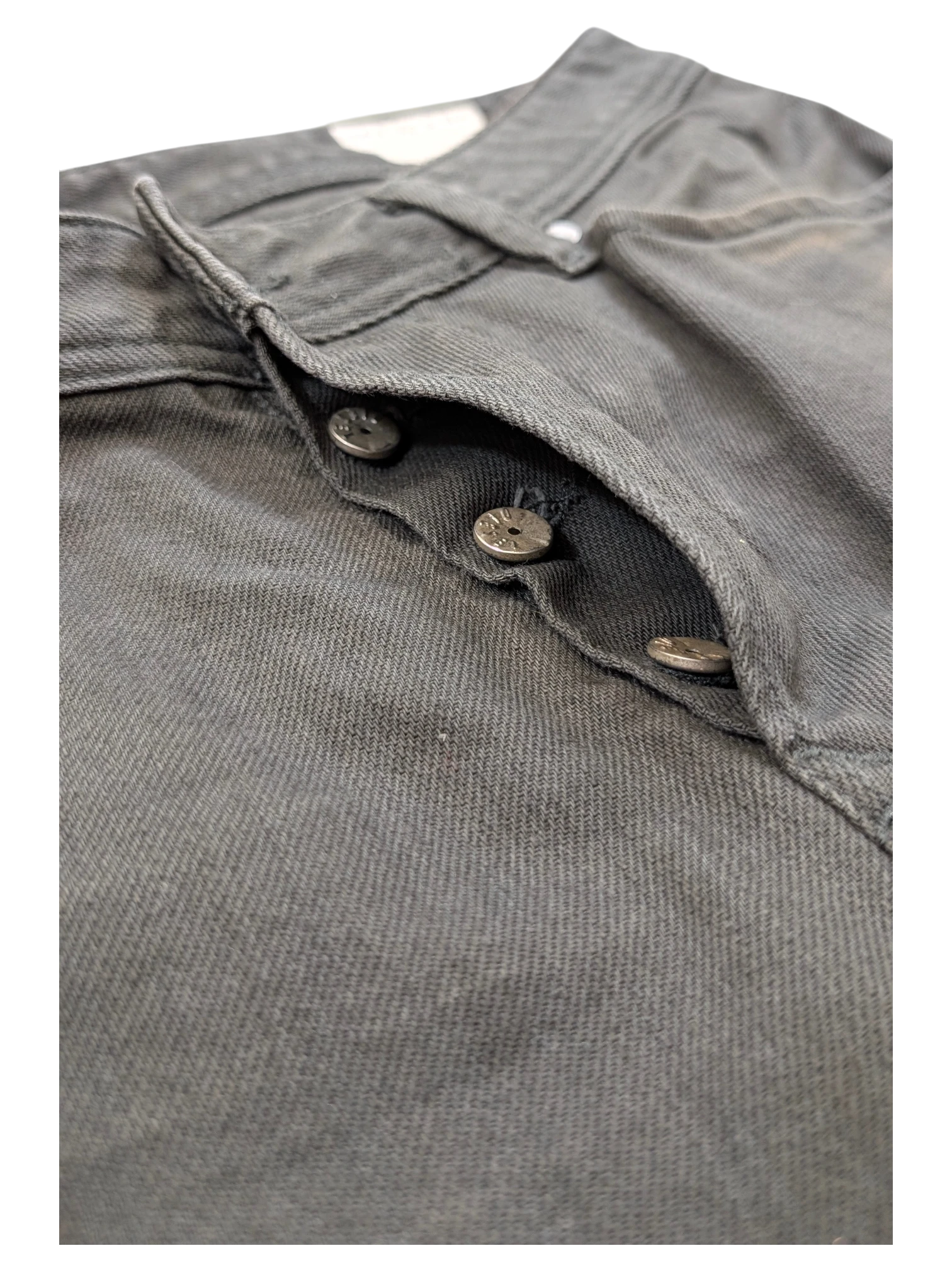 JAKE & IPI Diesel Darron button-fly jeans in dark grey denim. W32 L32.