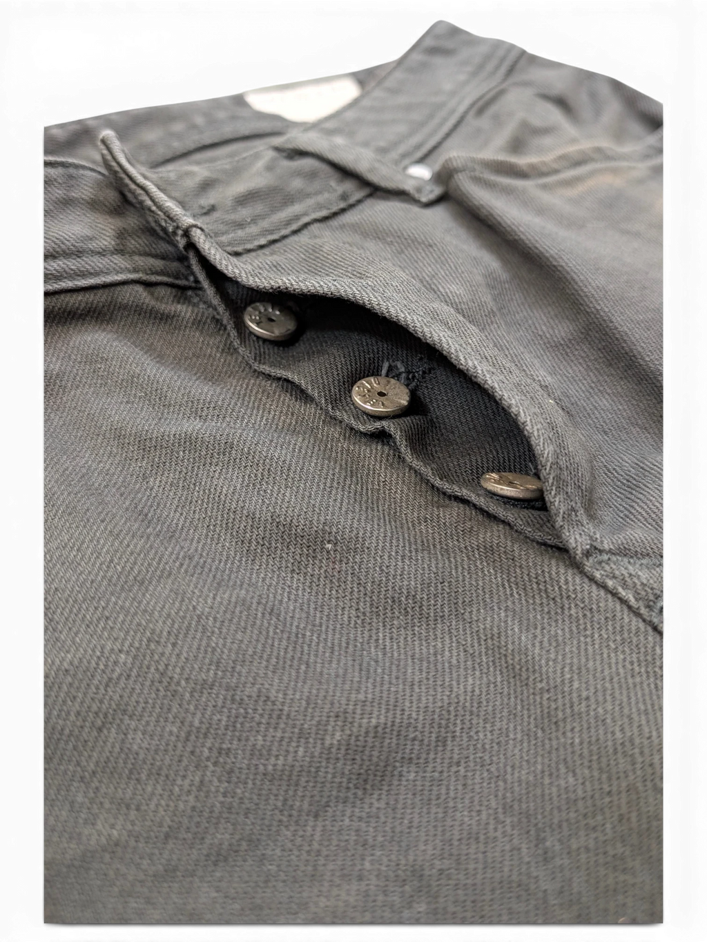 JAKE & IPI Diesel Darron button-fly jeans in dark grey denim. W32 L32.