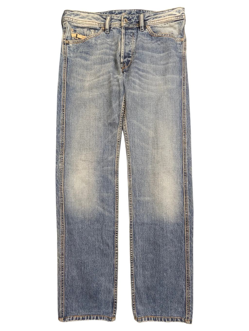 JAKE & IPI Diesel Dughan W29 L32 light wash denim jeans with button fly and distressed details.