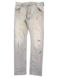 JAKE & IPI light wash distressed denim jeans with ripped details and a relaxed fit.