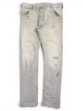 JAKE & IPI light wash distressed denim jeans with ripped details and a relaxed fit.