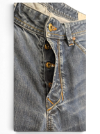 JAKE & IPI Diesel Larkee blue denim jeans with button fly and gold-tone hardware. W34 L30.