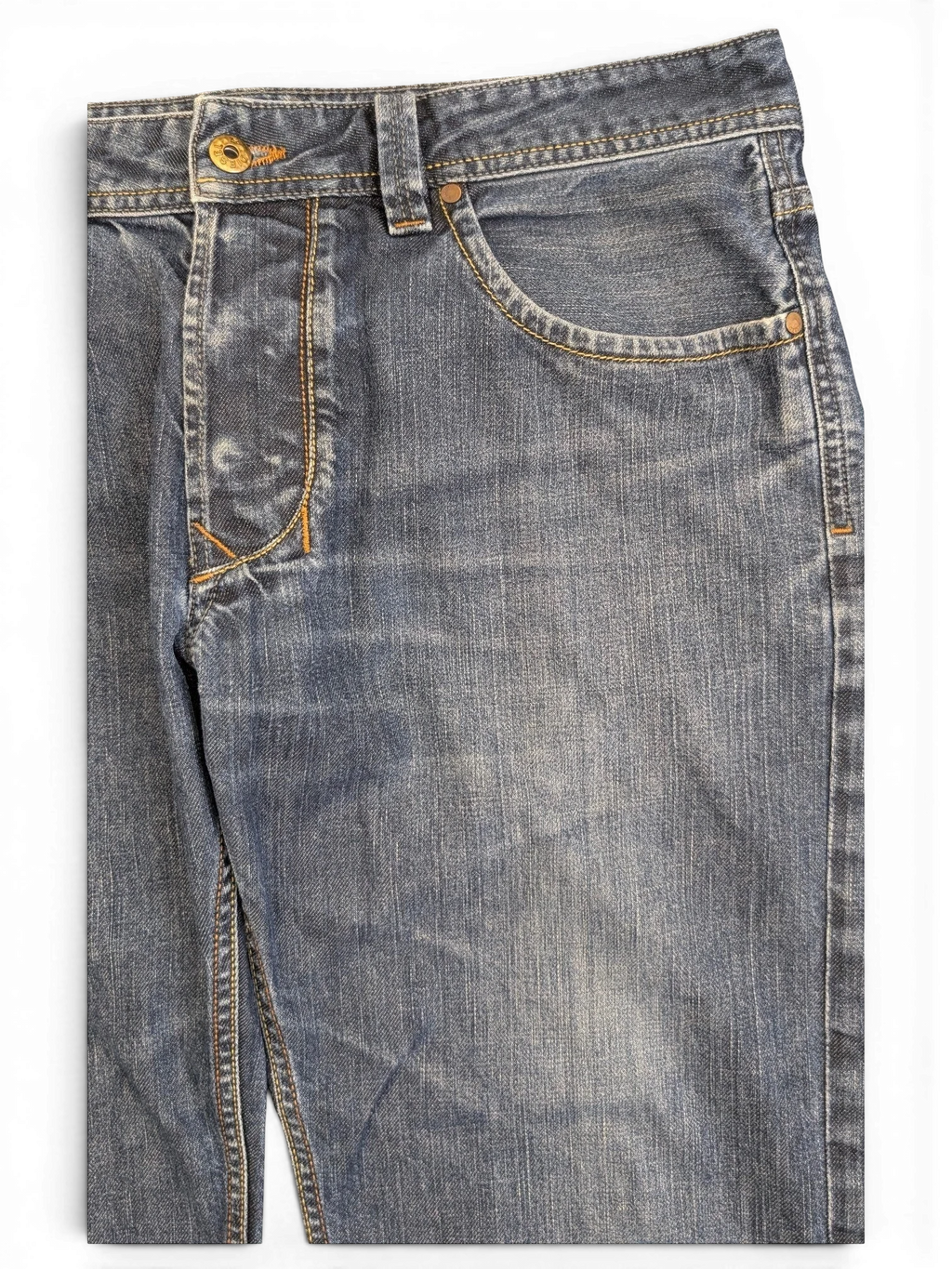 JAKE & IPI Diesel Larkee men's blue denim jeans W34 L30 with button fly and contrast stitching.