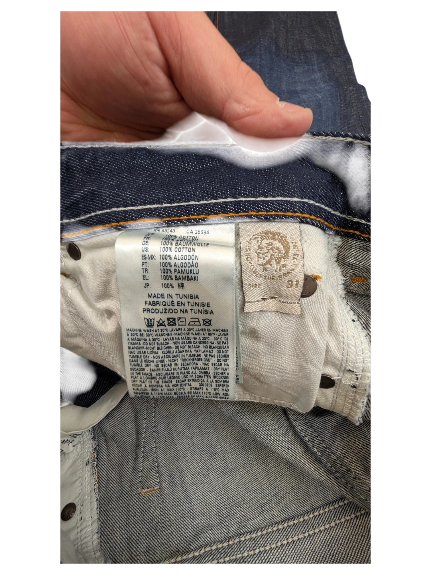 JAKE & IPI Diesel Larkee jeans, dark wash denim, size 31, made in Tunisia, 100% cotton.