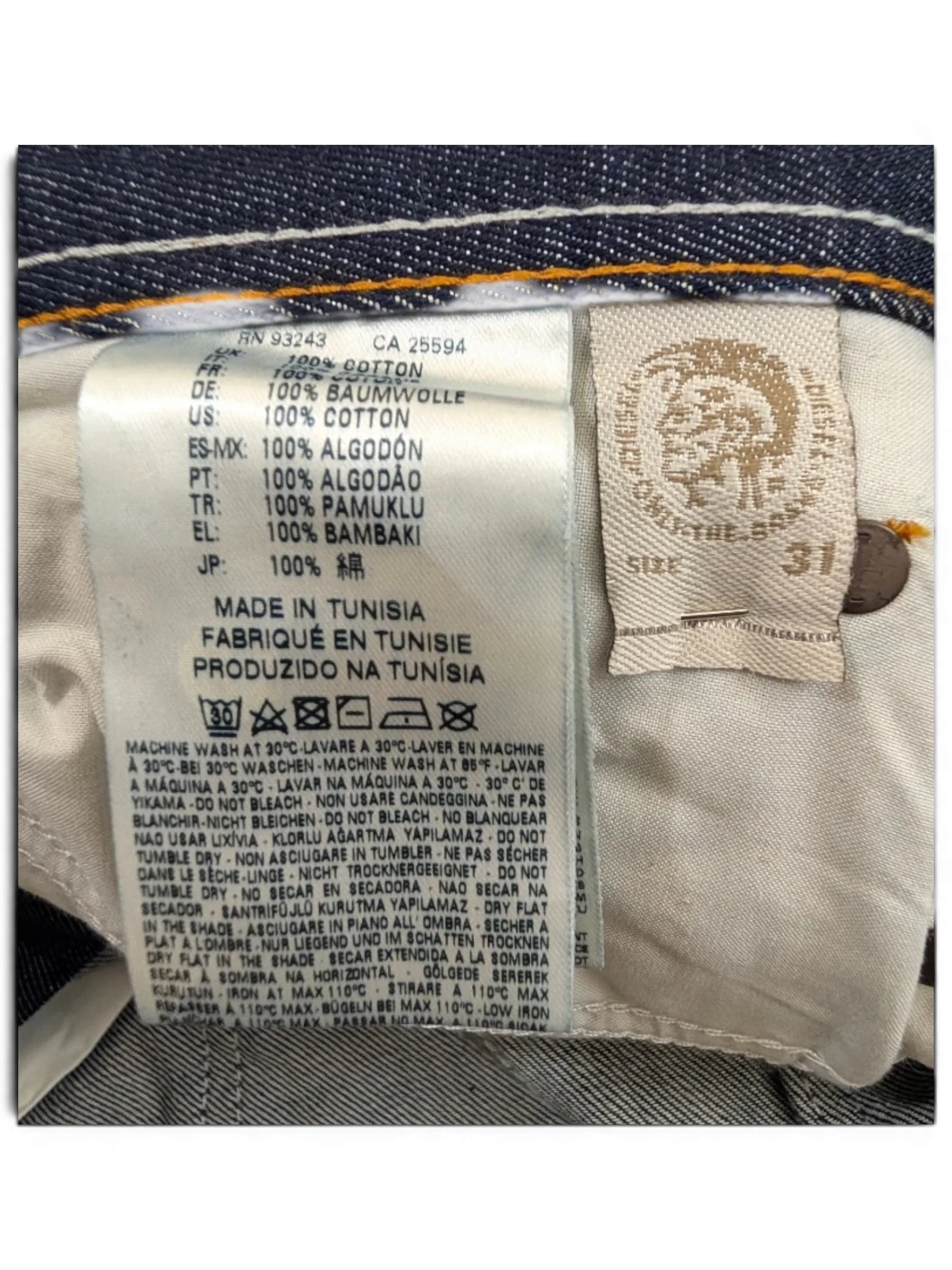 JAKE & IPI Diesel Larkee jeans, dark wash denim, size 31, made in Tunisia, 100% cotton.