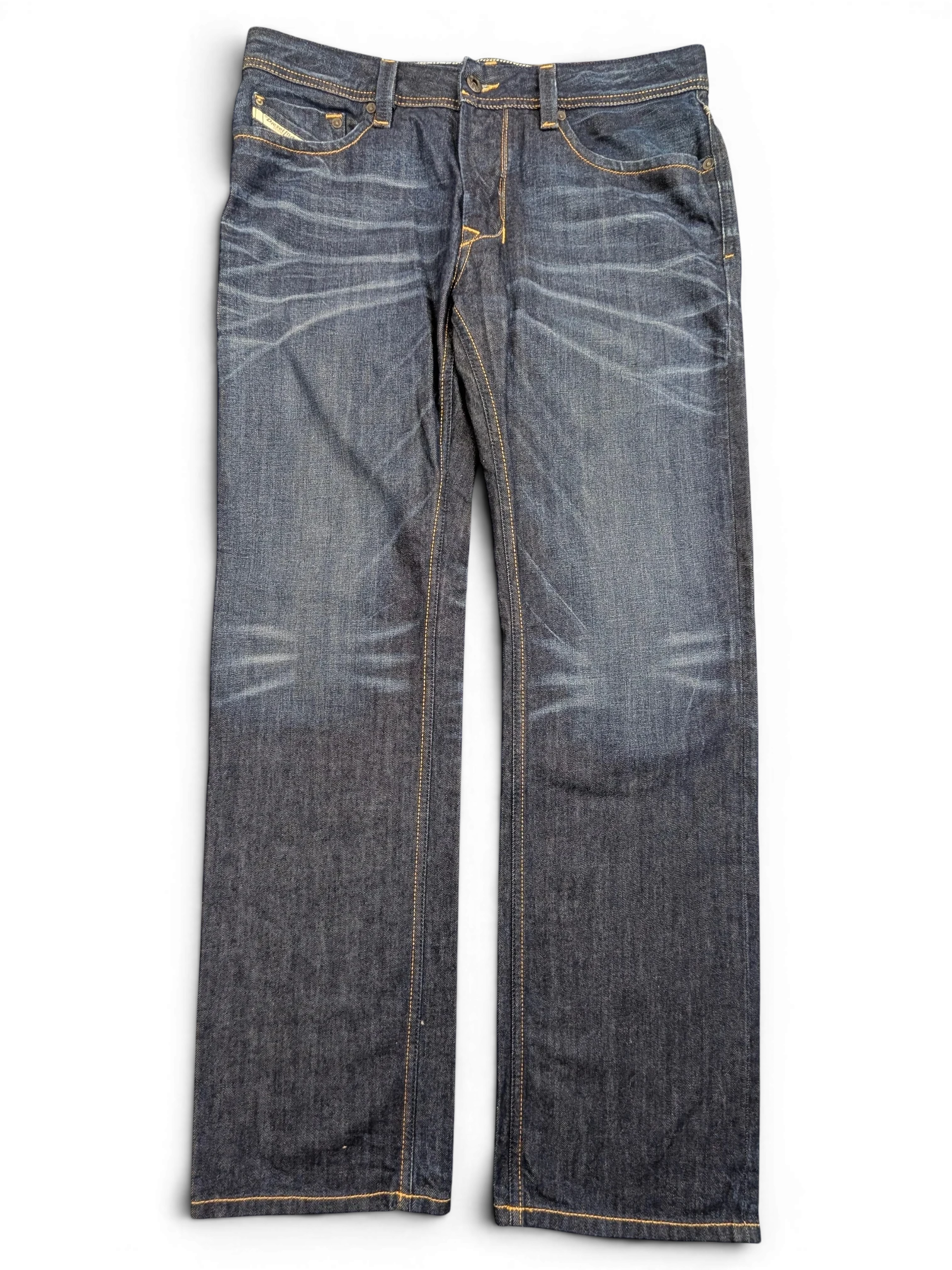 JAKE & IPI Diesel Larkee dark wash denim jeans with whiskering and fading, size W33 L32.