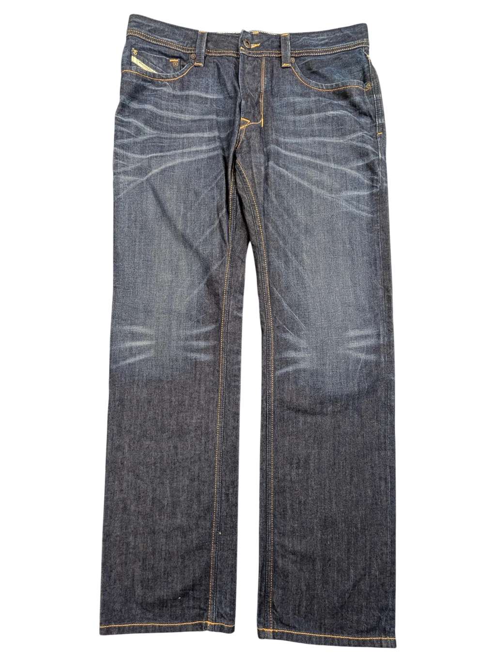 JAKE & IPI Diesel Larkee dark wash denim jeans with whiskering and fading, size W33 L32.