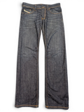 JAKE & IPI Diesel Larkee dark wash denim jeans, size W33 L32, with orange stitching and signature coin pocket.