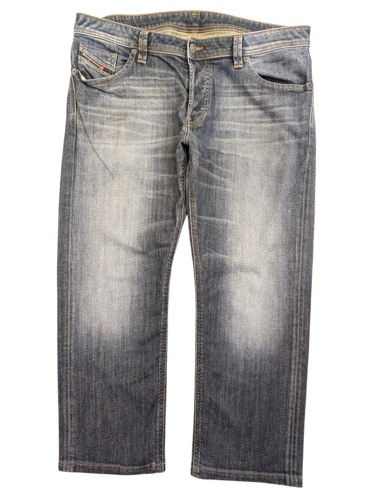 JAKE & IPI Diesel Larkee W38 L32 blue denim jeans with faded wash and distressed details.
