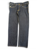 JAKE & IPI Diesel Poiak dark wash denim jeans, size W31 L34, with yellow stitching and classic five-pocket styling.