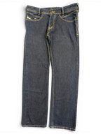 JAKE & IPI Diesel Poiak dark wash denim jeans, size W31 L34, with yellow stitching and classic five-pocket styling.