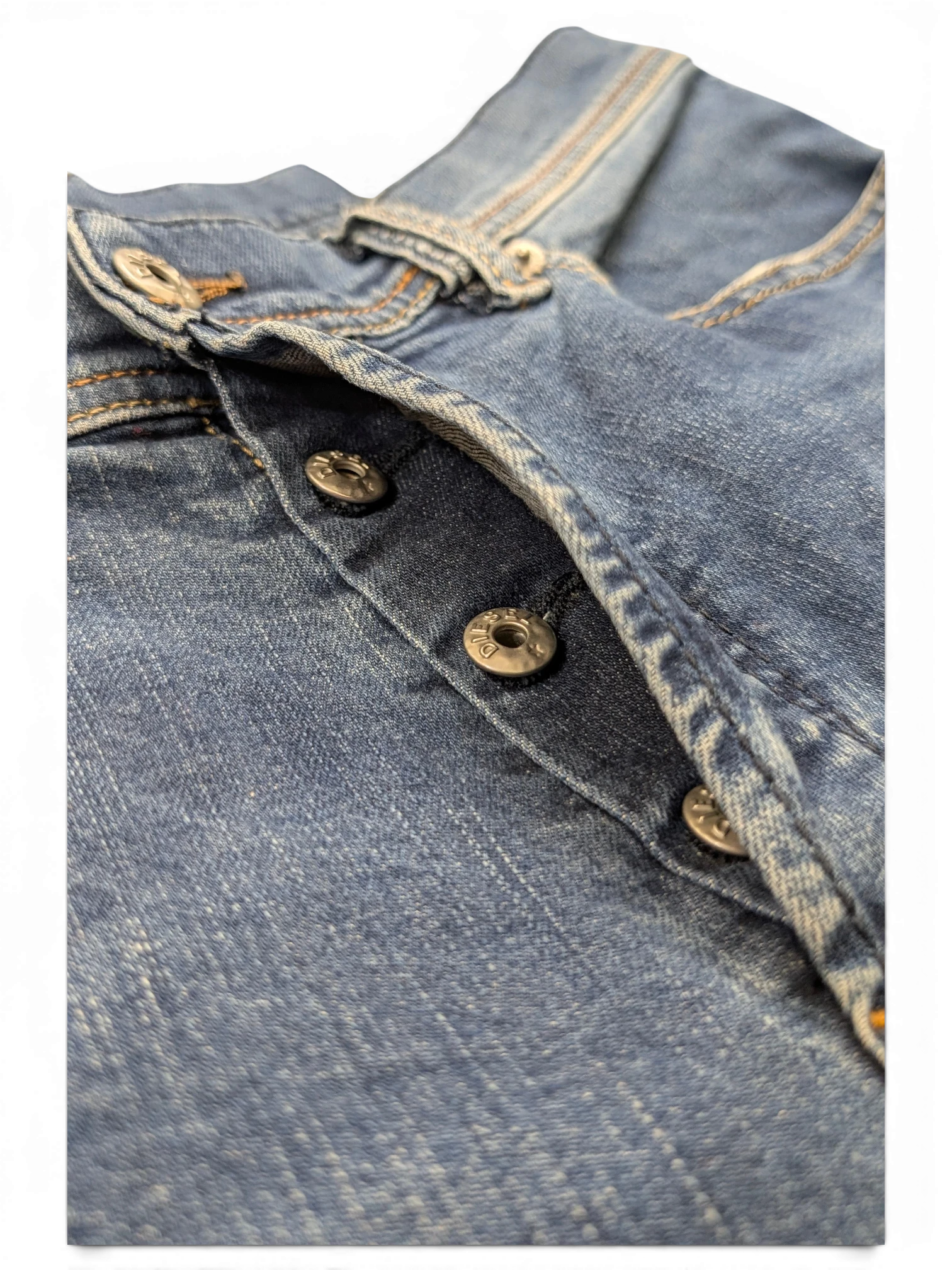 JAKE & IPI Diesel Tepphar jeans in blue denim with button fly and silver branded buttons.