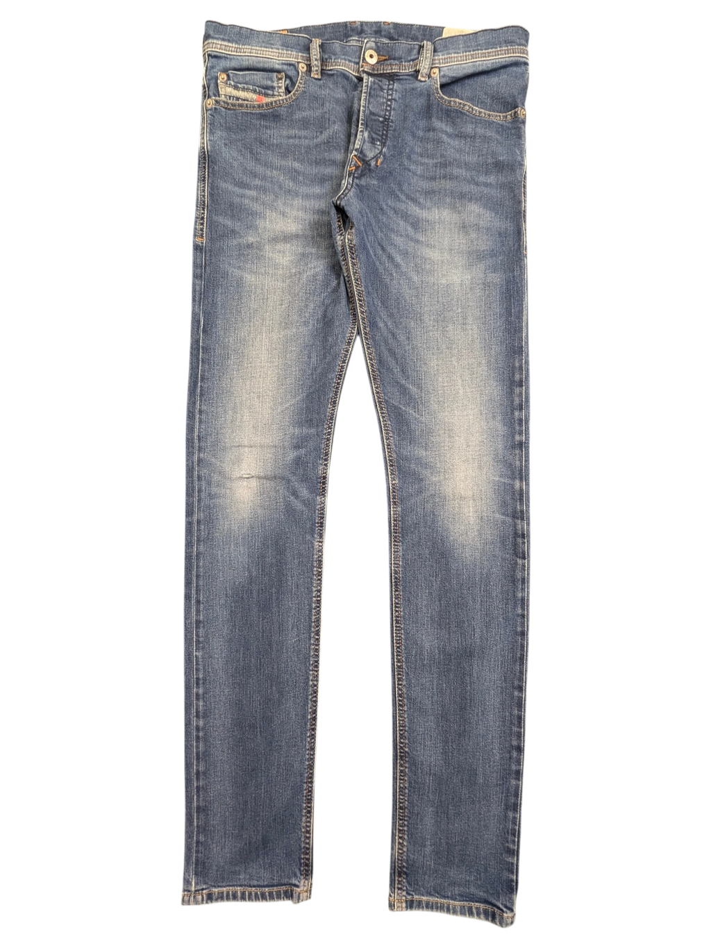 JAKE & IPI Diesel Tepphar blue denim jeans W32 L34 with button fly and distressed detailing.