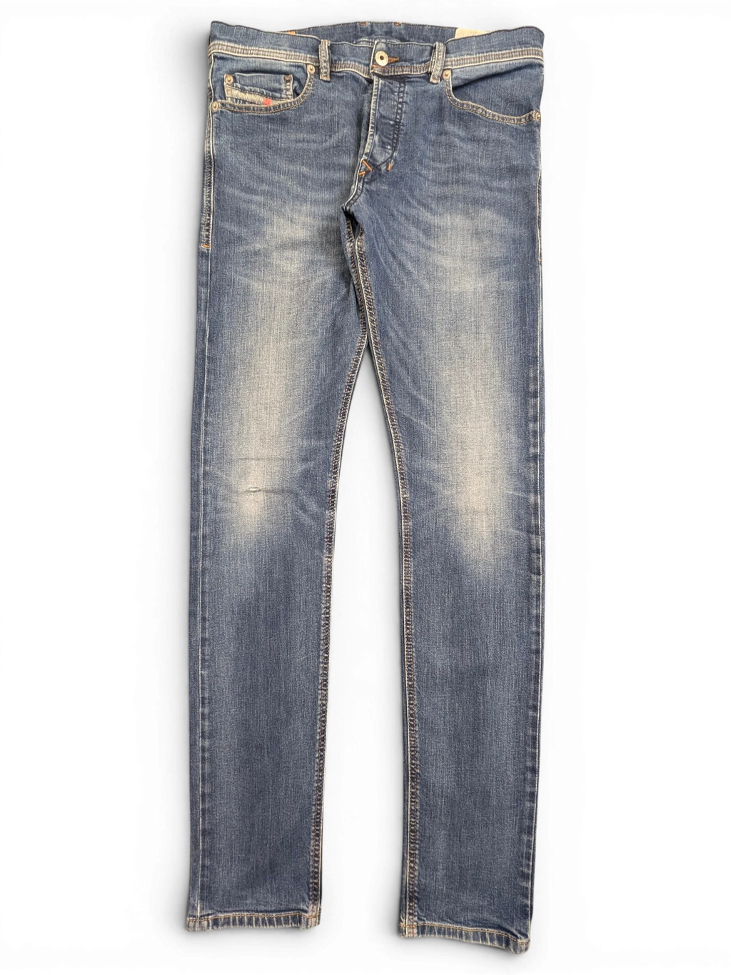 JAKE & IPI Diesel Tepphar blue denim jeans W32 L34 with button fly and distressed detailing.