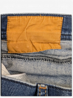 JAKE & IPI Diesel Tepphar -farkut vaaleanruskealla nahkamerkillä, sininen denim. Koko W32 L34.